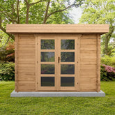 Abri en bois massif 9m² MODERNE traité marron 28mm Gardy Shelter Ma boutique